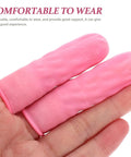 Premium Latex Finger Cots 100 Pack Anti Static Breathable Protective Covers For Smooth Precision Tasks shown on hand