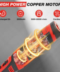 Cordless Chainsaw Sharpener Kit With 8V Motor And 2500mAh Battery Includes Six Titanium Coated Diamond Drill Bits And Angle Guide