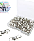 30 Pack Silver Zinc Alloy Swivel Lanyard Snap Hooks With Tight Grip Clamp And Smooth 360 Spin Perfect For Keys Tags Or Everyday Carry in clear container.