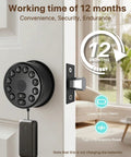 Legit Smart Fingerprint Door Lock With Keypad And Wireless App Control For Next Level Home Safety Holds Two Hundred Personal Codes One Hundred Fingerprints And Backup Keys For Totally Stress Free Daily Use, displaying battery charging features.