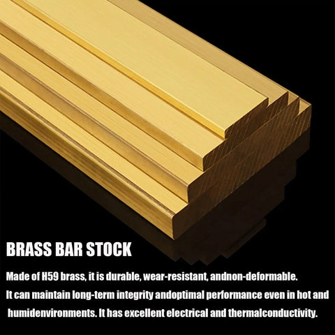 Solid Brass Flat Bar 500mm Long With 2mm Thickness And 5mm To 40mm Width Range, One Piece, Heavy Duty Metal Stock For DIY and Industrial Use