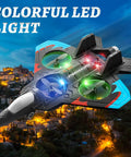 Foam RC Plane For Kids And Adults With Two Batteries, 360 Degree Flips, LED Lights, Stunt Drone Toy in flight over a town