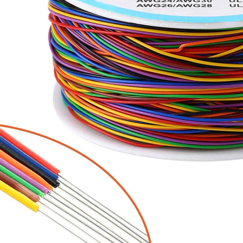 280M 30AWG Copper Test Wire With Eight Color Insulation Eight Wire Bundle Tinned Copper Core 0.25mm Conductor