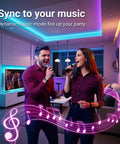 Couple singing with 50Feet USB RGB LED Strips With Music Sync Bluetooth IR Remote Smart App lighting room
