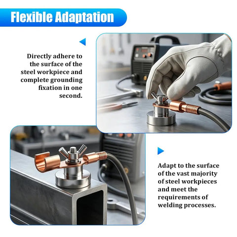 Rock Solid Magnetic Ground Clamp For Car SUV Truck Making Tack Welds And Cuttings Perfect Welding Support Tool With Copper Conductors on steel surface