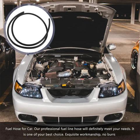 Practical And Sturdy Polyurethane Fuel Hose Kit 3pcs For Car And Bike Replacement Gasoline Petrol Line Tube System Black Ready To Go black hose set on car engine, 1 m each