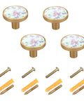 Top Shelf Round Gold Cabinet Knobs And Drawer Pulls Four Pack Sleek Zinc Acrylic Hardware with pink poodle design