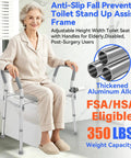 Ultra Comfy Raised Toilet Seat With Extra Wide Safety Handles Adjustable Height And Width For Seniors Fsa Hsa Eligible with aluminum frame.