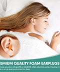 Orange Foam Ear Plugs With 33dB NRR For Sleep Work And Loud Noise Ultra Soft Comfortable Fit Hygienic Individually Wrapped Quiet Snoring Construction Travel Side Sleeper Friendly in ear of sleeping person