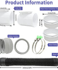 Diagram showing components of 4 Inch Dryer Vent Hose Kit For Tight Spaces 10 Feet Long, 90 Degree Elbow With Rubber Seal Connectors