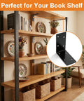 20 Pieces Heavy Duty Steel L Brackets 4x4x2 Inch Black Corner Supports used on wooden shelf for books and decor.