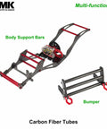Six Piece 67mm Carbon Fiber Bumper Tube Link Rods For One Tenth RC Crawlers LCG Chassis Body Support Bars Beef Up DIY Cheater Rigs