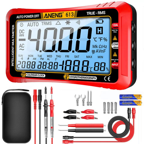 Auto Ranging Digital Multimeter With Large LCD Display And 4000 Count Voltage Tester TRMS Volt Meter with accessories kit