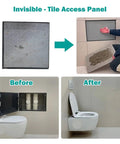 Built Like A Tank Slick Bathtub Access Door For Drywall Featuring Dead Simple Concealed Latch Flush Tile Frame Recessed Wall Panel Fade Resistant Steel Shower Cover 23 By 47 Inch displayed in before and after installation.