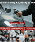 Mini Hvlp Spray Gun With Dual Nozzles And Disposable Paint Cups Top Shelf Automotive Touch Up Sprayer in action for automotive painting.