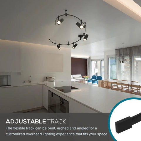 Ellipse Track Ceiling Light With Five Adjustable LED Heads In Black Finish Perfect For Kitchen Living Room And Home Accent Lighting