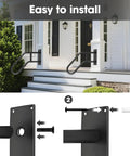 Installation process of Rock Solid U Shaped Hand Rails For Outdoor Steps With Heavy Duty Wall Mount Grab Bar, shown on porch.