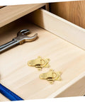 Durable Vintage Style Zinc Alloy Duckbill Toggle Latches 2 Pack easy operation on wooden drawer with wrench tool.