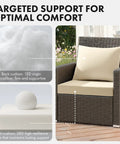 Beige 24x24 Outdoor Chair Cushions For Patio Furniture With Linen Textured Waterproof Fabric, Ties And No Slip Design in outdoor setting