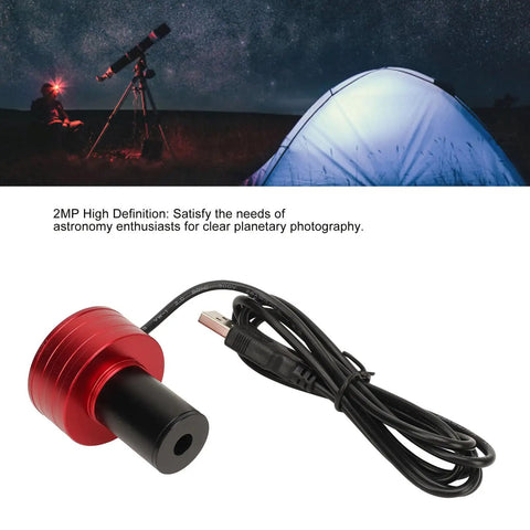 HD 2MP Electronic Eyepiece For Telescopes And Microscopes With USB Port 1.25 Inch Digital Eyepiece Camera in red with cable