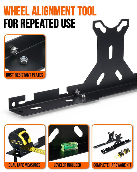 Wheel Toe Alignment Tool Kit For The Backyard Gearhead Featuring Heavy Duty Stainless Steel Toe Plates And Dual Tape Measures For Instant Front End Checks On Cars Trucks SUVs To Keep Your Chassis Dead Nuts Aligned And Tracking Perfect
