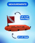 Durable Nylon Torpedo Float For Scuba Diving And Spearfishing With Orange Dive Flag Included 16 By 8 Inches 420D Outer Cover