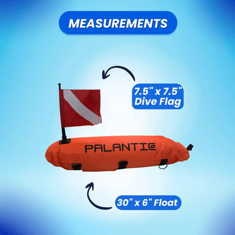 Durable Nylon Torpedo Float For Scuba Diving And Spearfishing With Orange Dive Flag Included 16 By 8 Inches 420D Outer Cover