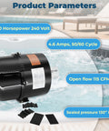 Image of 2 HP 240V Spa Blower Replacement For Air Supply Quiet Shock Absorbing Easy Installation For Pool Hot Tub And Spa Plumbing