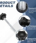 Two Pack 5/16-18 Star Knobs With 3.7 Inch Threaded Stud Plastic Male Clamping Knobs For Hand Tightening Replacement On Industrial Furniture Tools Jigs And Clamps Black Heavy Duty Grip shown with threaded stud, smooth surface, and star-shaped design.