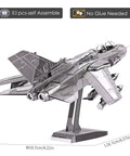 3D Metal Puzzle Tornado Fighter Jet Kit for Adults and Teens, 83-Piece DIY Military Aircraft Model on display