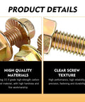 Close-up of the 10 Piece Car Flange Bolts Kit M8 Flange Bolts High Carbon Steel Rustproof Hex Nut Screws gold finish details