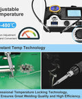 Pro Grade 130W Digital Soldering Station Kit With 5 Extra Tips, temperature control displaying 350°C on screen