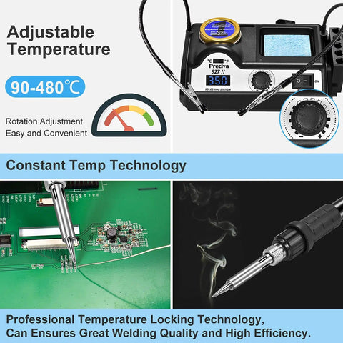 Pro Grade 130W Digital Soldering Station Kit With 5 Extra Tips, temperature control displaying 350°C on screen
