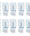 Eight-Piece Sliding Closet Door Roller Hardware Kit With Top Hung Bypass Upper Mount Track Wheels showing eight rollers and screws.