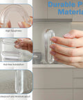 Four Pack Clear PU Self Adhesive Recessed Finger Pulls on glass surface showcasing durable waterproof material
