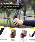 Recurve Bow String Silencers Kit With Fur Arrow Rest And Adhesive Bow Limb Silencers in use, enhancing quiet shooting.