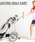 Super Chill Three Wheel Electric Golf Cart Foldable Remote Control Trolley With Heavy Duty Steel Frame No Trunk Hassle with clubs