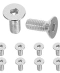 10 Piece Stainless Steel M8x60mm Full Thread Flat Head Screws With Hex Socket, shown arranged flat with a focus on two screws