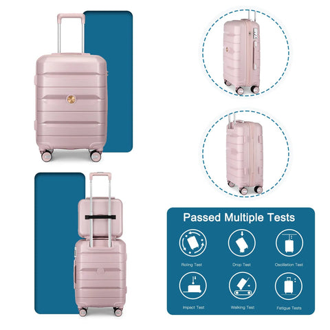 Somago nude pink 2-piece hardside set: 20-inch carry-on and 14-inch mini cosmetic case with spinner wheels