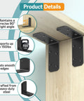 Heavy Duty Steel L Bracket 3x3x1.2 Right Angle Corner Brace For Wood Shelves Desks Fences And Furniture Repair Black 4 Pack