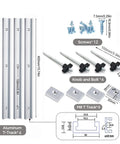 Image showing Aluminum T Track Sliding Slot Rail For DIY Woodworking Benches Pro Grade Double Cut Design With Predrilled Holes And Screws