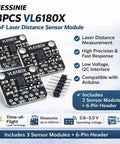 Three VL6180X ToF Laser Distance Sensor Modules With I2C Interface 2.6 to 3.5 V Power Short Range Proximity And Absolute Distance Up To 200 Mm Great For Robotics Makers And Hobby Electronics Nerds, 3 black boards