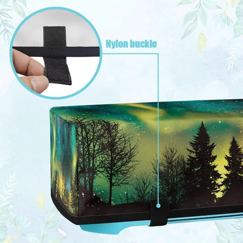 Close-up of nylon buckle feature on Northern Lights Motif Cutting Machine Cover With Pocket Carrying Case For DIY Cutting Maker.