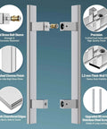 H Shaped 18 Inch Rectangle Push Pull Door Handle Back To Back 304 Stainless Steel Polished Chrome for Barn Doors and Showers