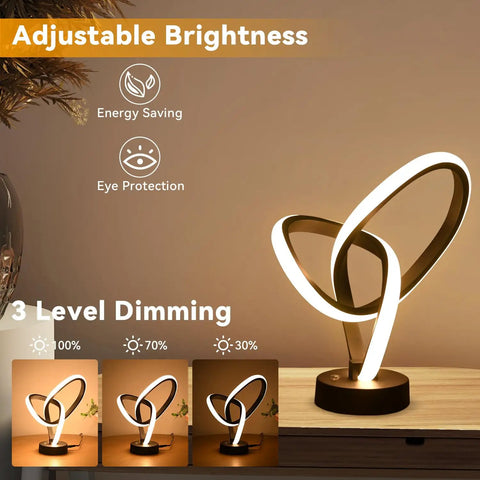 RGB LED Modern Table Lamp With 7 Colors, 10 Light Modes, And 3 Way Dimmable Touch Desk Lamp for nightstand with spiral design
