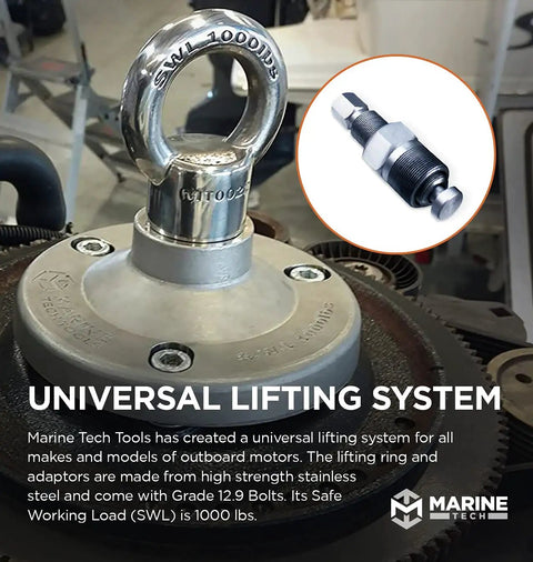 Outboard Flywheel Puller For Mercury Honda Verado Yamaha Boats Heavy Duty Removal Tool With 1.5 Inch Threads and lifting system