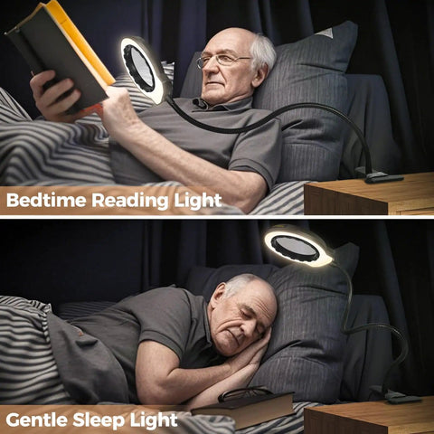 USB Clip On Handy Magnifier Lamp With 3.2 Inch Lens And 62 High CRI LEDs 10X Magnification used for reading in bed