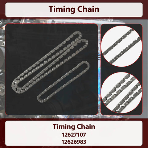 2.0L Turbo Timing Chain Kit With Intake And Exhaust VVT Cam Sprockets For 2013-2023 GM Vehicles, close-up of timing chains