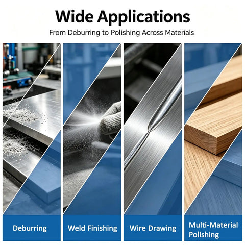 Wide applications of Beast Mode Belt Grinder 2.2Kw 9 Speed Benchtop Polisher for deburring and polishing metal and wood.