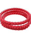 Power Twist V Belt Beefy Five Feet Long And Half Inch Wide Adjustable Link Belt Type A, red polyurethane, coiled on white